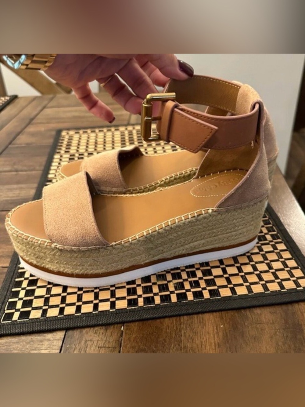 See by Chloé Glyn Platform Espadrille Wedge Sandals Women’s Size 7 (EU 37) - Picture 2 of 13